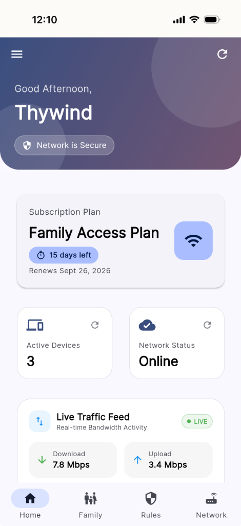 Tiknet Family Shield Dashboard