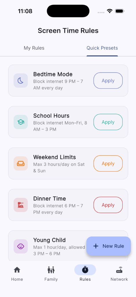 Family Shield Management Interface